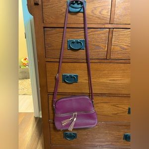 Plum faux leather handbag
